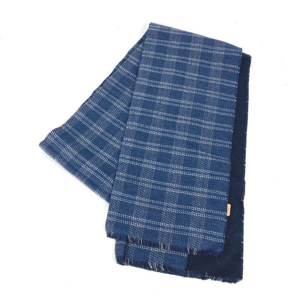 LOEWE Anagram Check Fringe Scarf wool blue Unused